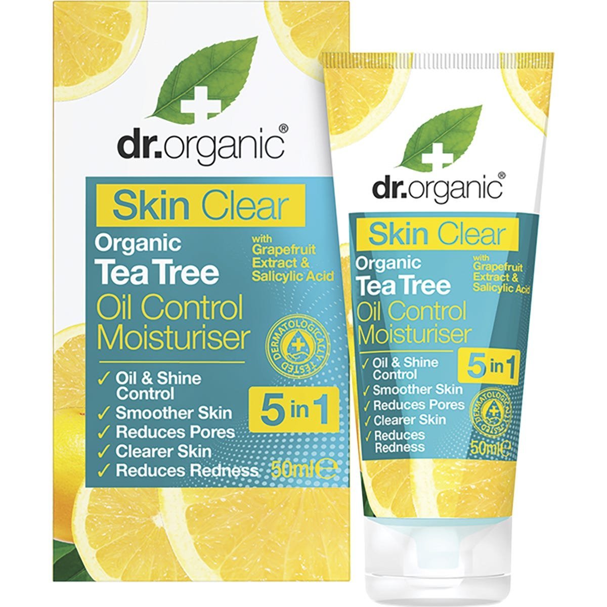 Dr Organic Oil Control Moisturiser Skin Clear Organic Tea Tree 50ml - Dr Earth - Skincare