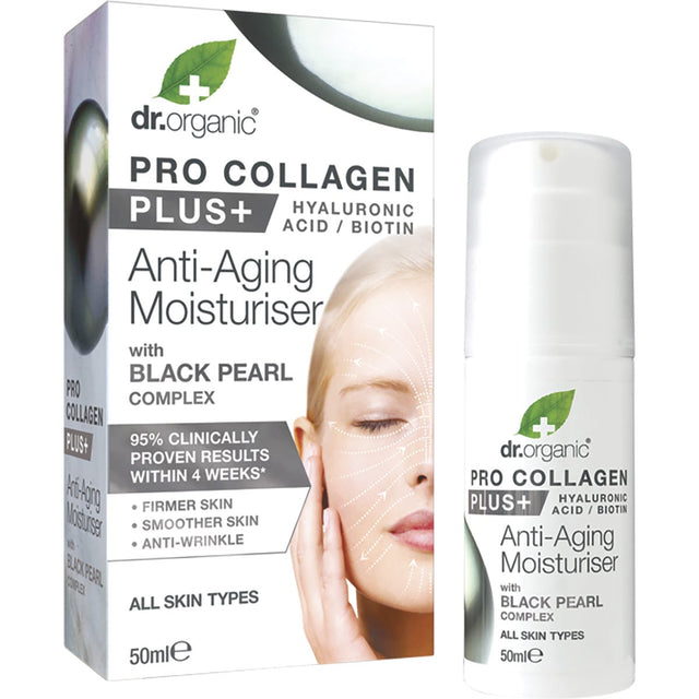 Dr Organic Pro Collagen+ Anti Aging Moisturiser Black Pearl 50ml - Dr Earth - Skincare