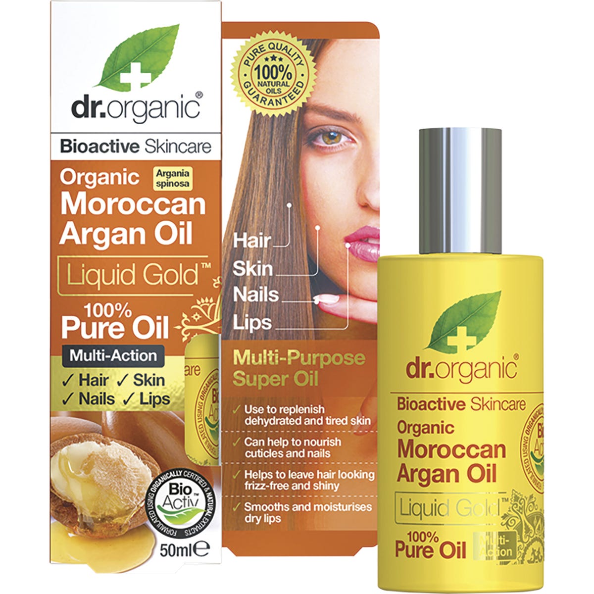 Dr Organic Pure Oil Organic Moroccan Argan Oil 50ml - Dr Earth - Skincare, Hair Care