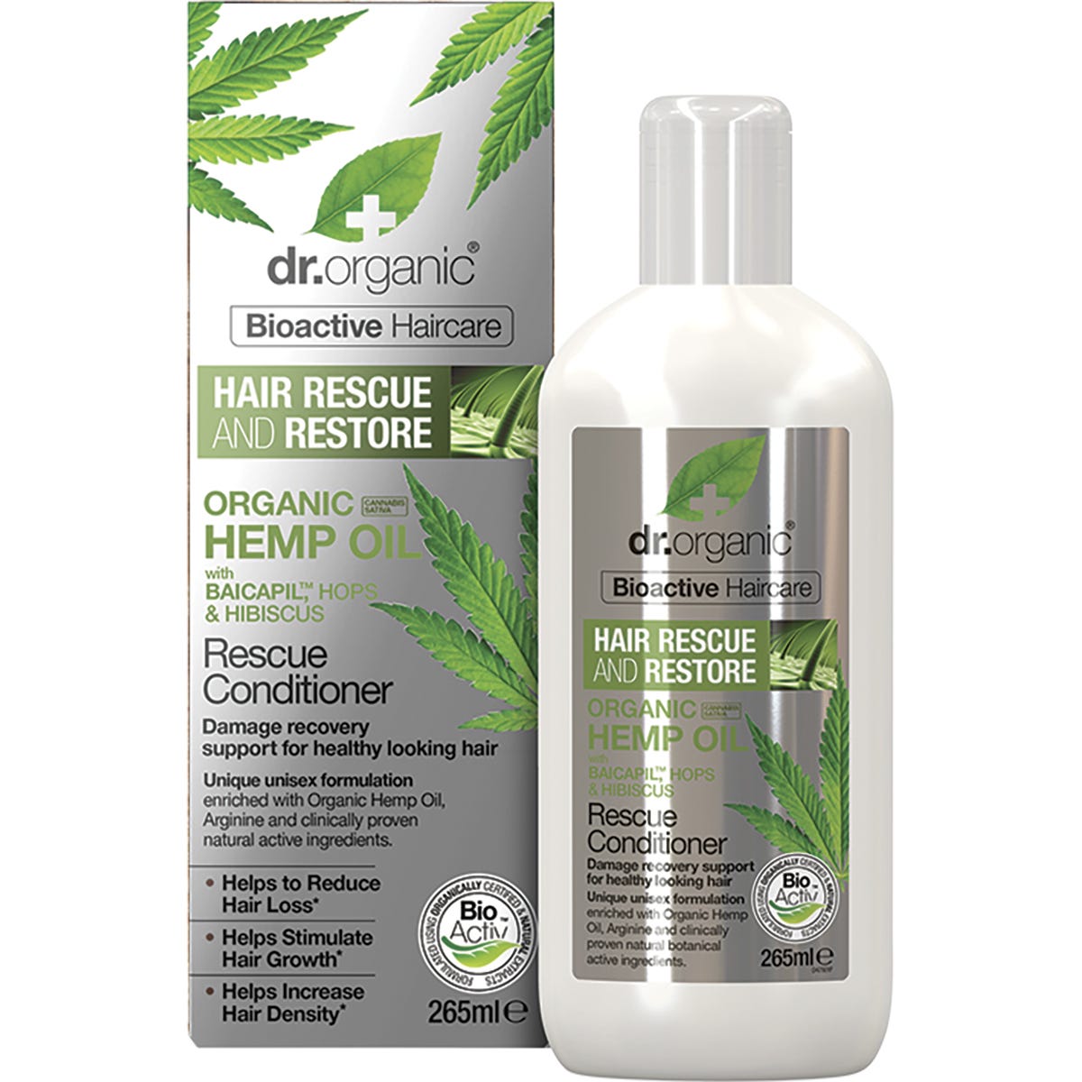 Dr Organic Rescue & Restore Conditioner Organic Hemp Oil 265ml - Dr Earth - Hair Care