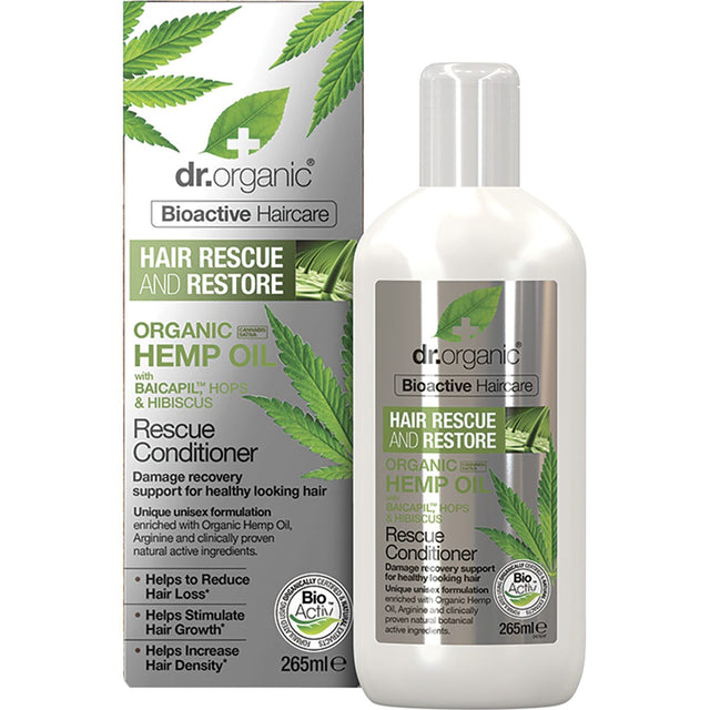 Dr Organic Rescue & Restore Conditioner Organic Hemp Oil 265ml - Dr Earth - Hair Care