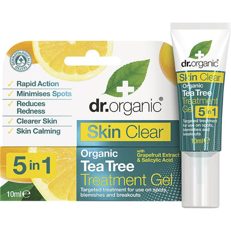 Dr Organic Treatment Gel Skin Clear Organic Tea Tree 10ml - Dr Earth - Skincare