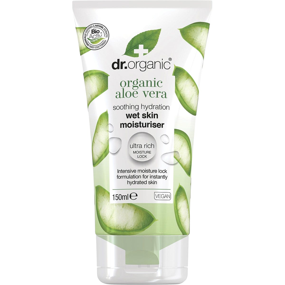Dr Organic Wet Skin Moisturiser Organic Aloe Vera 150ml - Dr Earth - Bath & Body