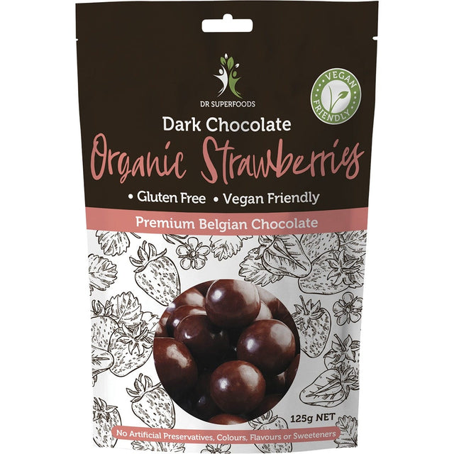 Dr Superfoods Strawberries Organic Dark Chocolate 125g - Dr Earth - Chocolate & Carob