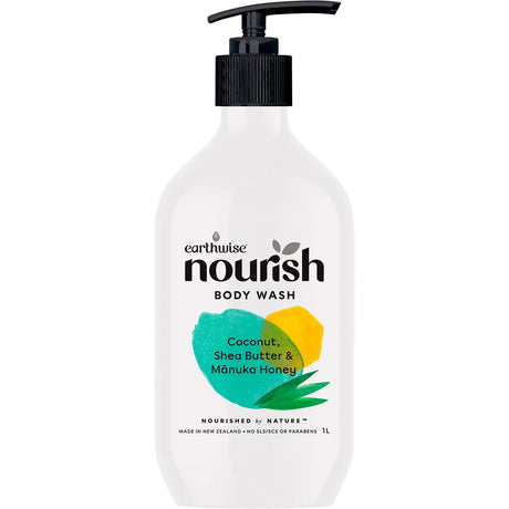 Earthwise Nourish Body Wash Coconut, Shea Butter & Manuka Honey 1L - Dr Earth - Bath & Body