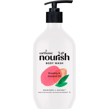 Earthwise Nourish Body Wash Rosehip & Almond Oil 1L - Dr Earth - Bath & Body