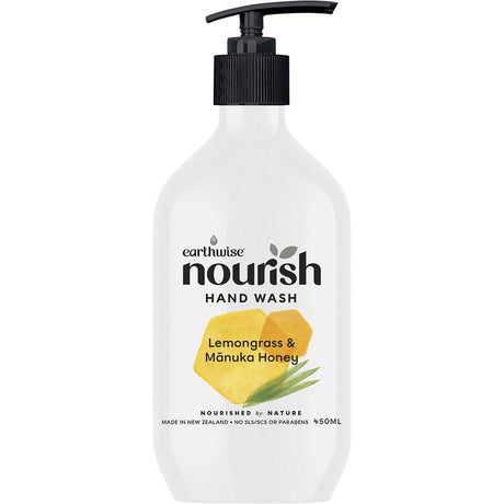 Earthwise Nourish Hand Wash Lemongrass & Manuka Honey 450ml - Dr Earth - Bath & Body