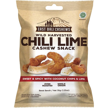 East Bali Cashews Chili Lime Cashew Snack Wild Harvested 35g - Dr Earth - Dried Fruits Nuts & Seeds
