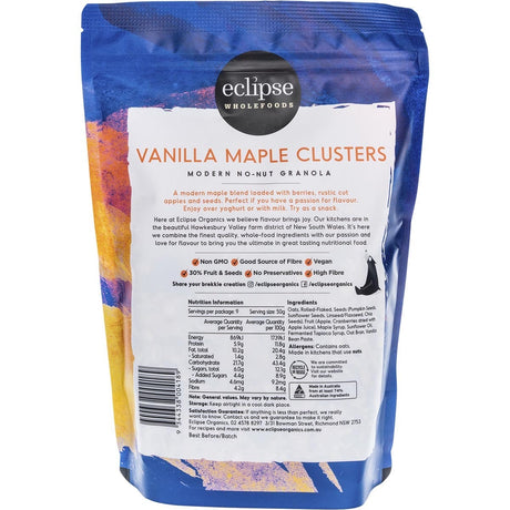 Eclipse Wholefoods Modern No-Nut Granola Vanilla Maple Clusters 450g - Dr Earth - Breakfast