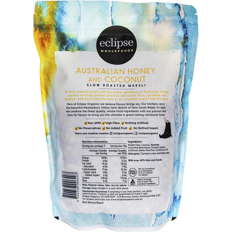 Eclipse Wholefoods Slow Roasted Muesli Australian Honey & Coconut 450g - Dr Earth - Breakfast