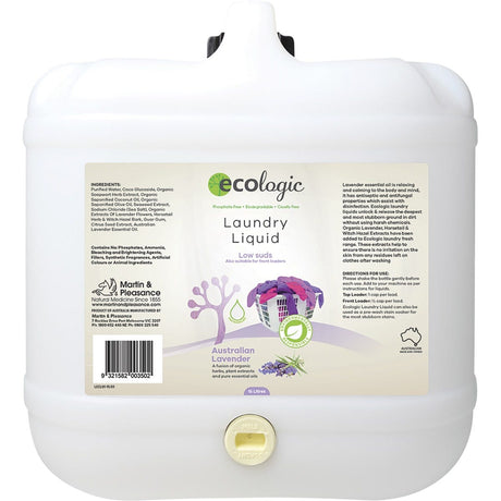 Ecologic Laundry Liquid (Bulk) Australian Lavender 15L - Fresh Food Mart