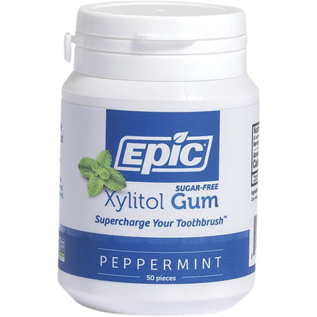 Epic Xylitol Chewing Gum Peppermint 50pcs - Dr Earth - Gum & Mints, Oral Care