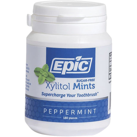 Epic Xylitol Dental Mints Peppermint 180pcs - Dr Earth - Gum & Mints, Oral Care