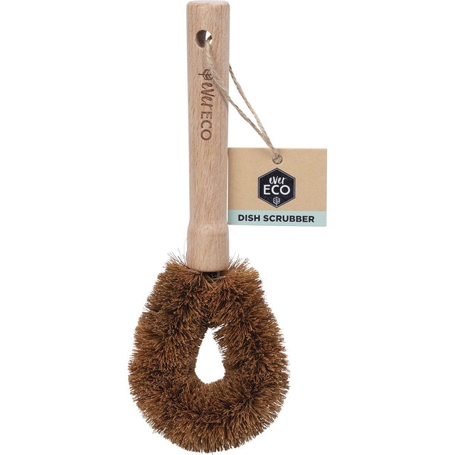 Ever Eco Dish Scrubber Beech Wood Handle, Coconut Bristles - Dr Earth - Cleaning