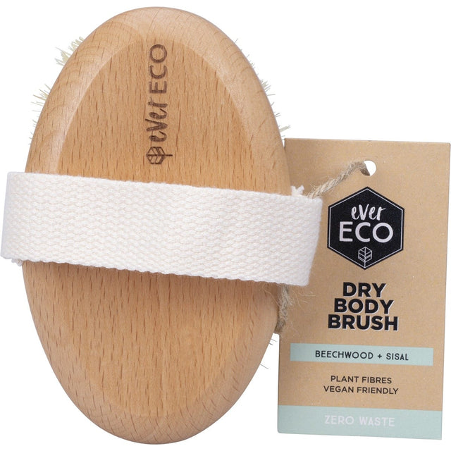 Ever Eco Dry Body Brush Beech Wood Handle, Sisal Bristles - Dr Earth - Bath & Body