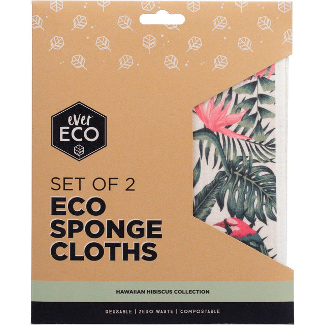 Ever Eco Eco Sponge Cloths Hawaiian Hibiscus Collection 2pk - Dr Earth - Cleaning