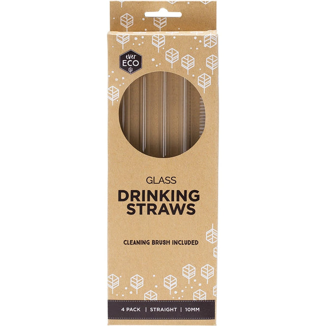 Ever Eco Glass Straws Straight 4pk - Dr Earth - Straws & Cutlery