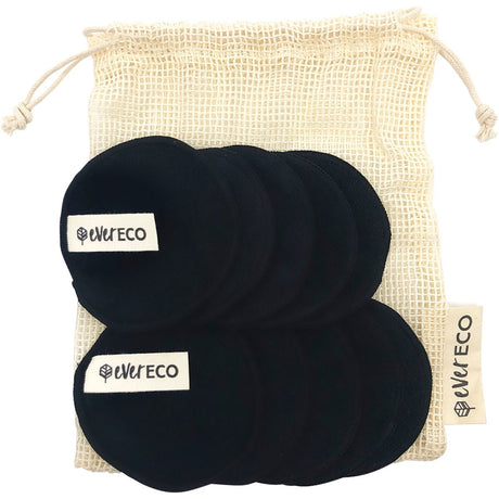 Ever Eco Reusable Bamboo Makeup Removal Pads Black 10pk - Dr Earth - Skincare, Makeup