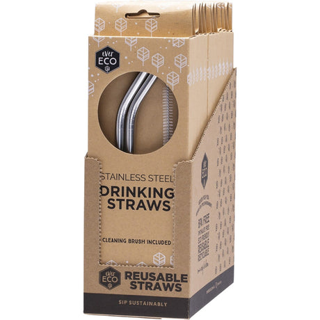 Ever Eco Stainless Steel Straws Bent 2pk - Dr Earth - Straws & Cutlery