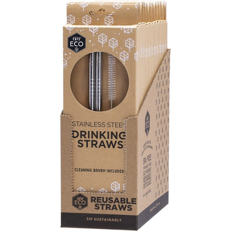 Ever Eco Stainless Steel Straws Straight 2pk - Dr Earth - Straws & Cutlery