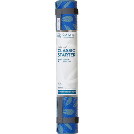 Gaiam Yoga Mat Classic Starter 3mm Blue Flower 61cm x 173cm - Dr Earth - Accessories