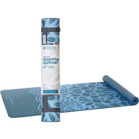 Gaiam Yoga Mat Essential Support 4.5mm Blue Flower 61cm x 173cm - Dr Earth - Accessories