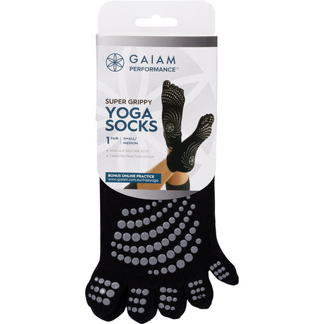 Gaiam Yoga Socks Super Grippy Small Medium 1 Pair - Dr Earth - Accessories