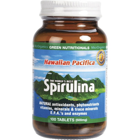 Green Nutritionals Hawaiian Pacifica Spirulina Tablets 500mg 100 Tabs - Dr Earth - Greens