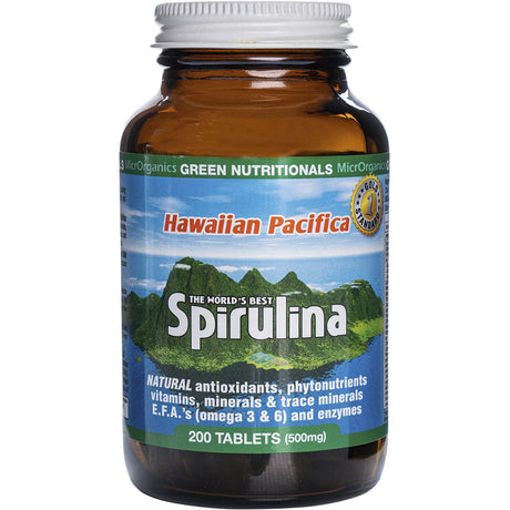 Green Nutritionals Hawaiian Pacifica Spirulina Tablets 500mg 200 Tabs - Dr Earth - Greens