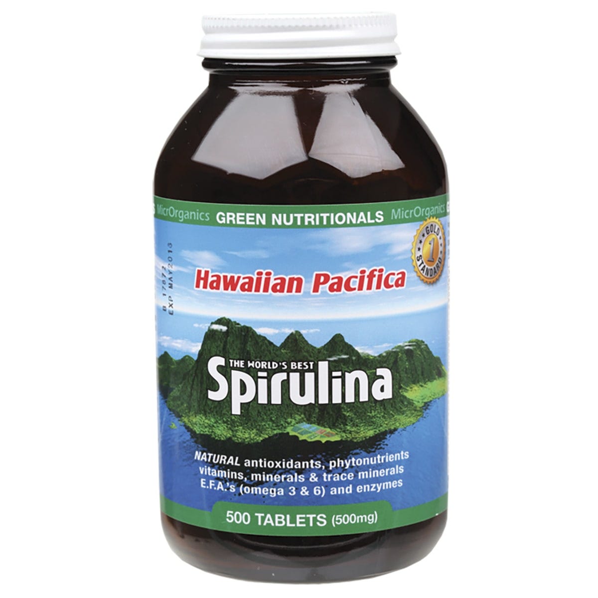 Green Nutritionals Hawaiian Pacifica Spirulina Tablets 500mg 500 Tabs - Dr Earth - Greens