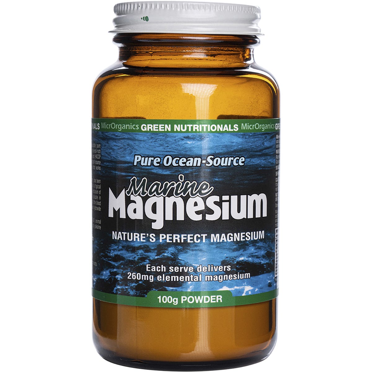 Green Nutritionals Marine Magnesium Powder 260mg 100g - Dr Earth - Magnesium & Salts