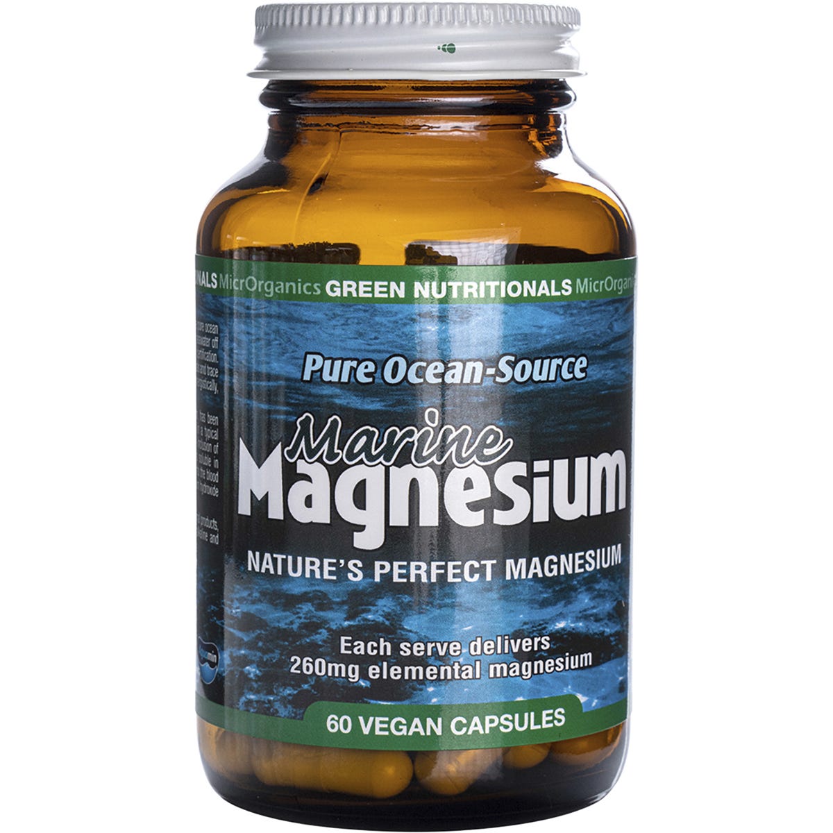 Green Nutritionals Marine Magnesium Vegan Capsules 260mg 60 Caps - Dr Earth - Magnesium & Salts