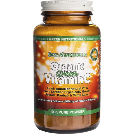 Green Nutritionals Organic Green Vitamin C Powder 600mg 100g - Dr Earth - Supplements, Hair Skin & Nails