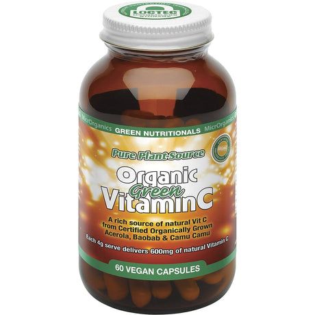 Green Nutritionals Organic Green Vitamin C Vegan Capsules 600mg 60 Caps - Dr Earth - Supplements, Hair Skin & Nails