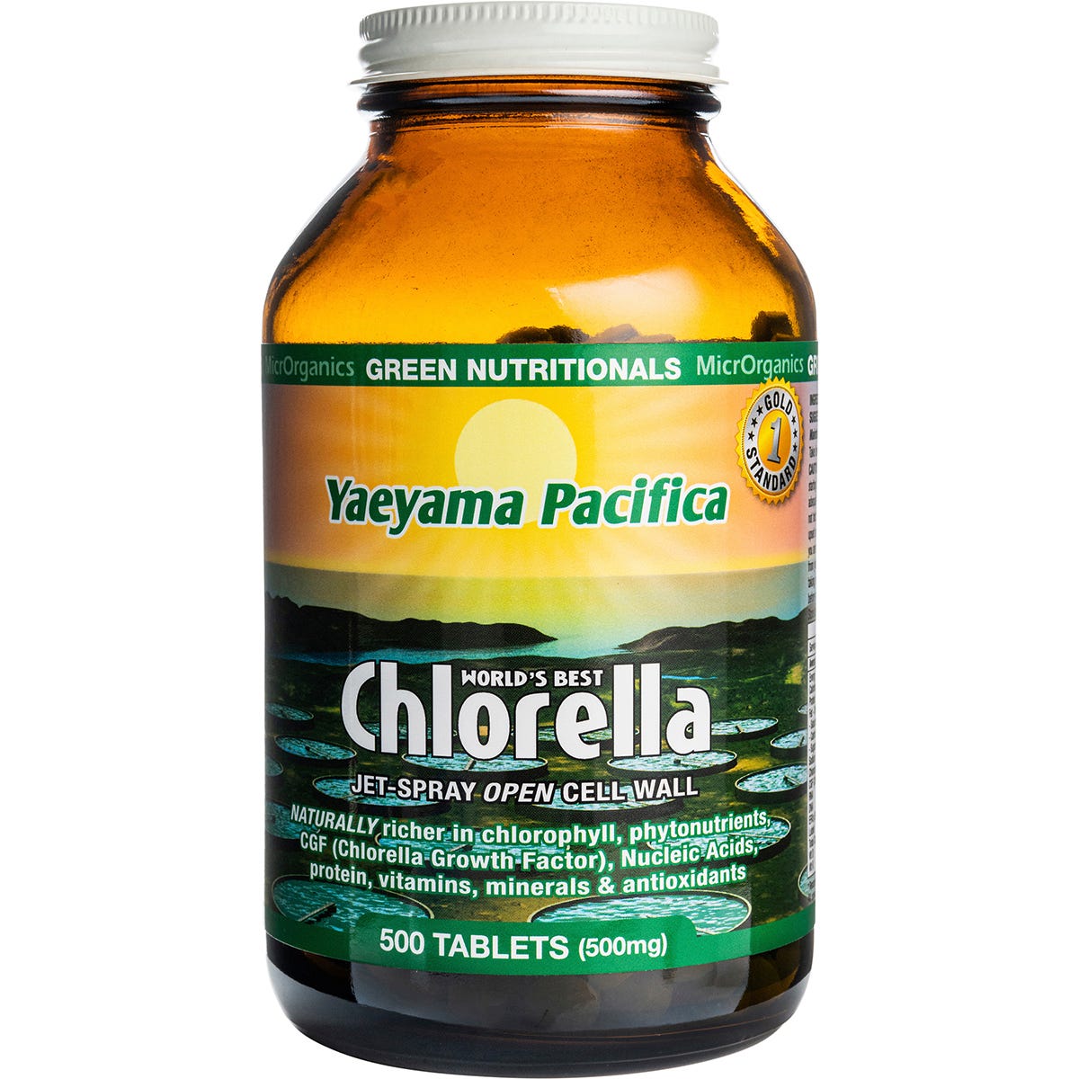 Green Nutritionals Yaeyama Pacifica Chlorella Tablets 500mg 500 Tabs - Dr Earth - Greens