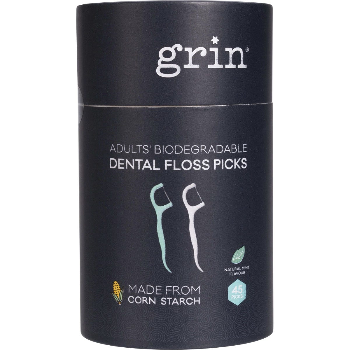 Grin Biodegradable Dental Floss Picks Adults 45pk - Dr Earth - Oral Care