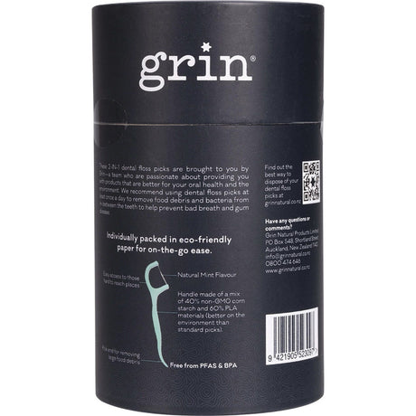 Grin Biodegradable Dental Floss Picks Adults 45pk - Dr Earth - Oral Care