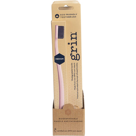 Grin Biodegradable Toothbrush Medium Rose Pink 8 - Dr Earth - Oral Care