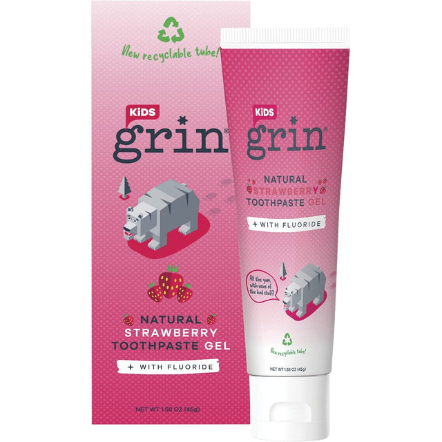 Grin Toothpaste Kids Strawberry Gel with Fluoride 45g - Dr Earth - Baby & Kids