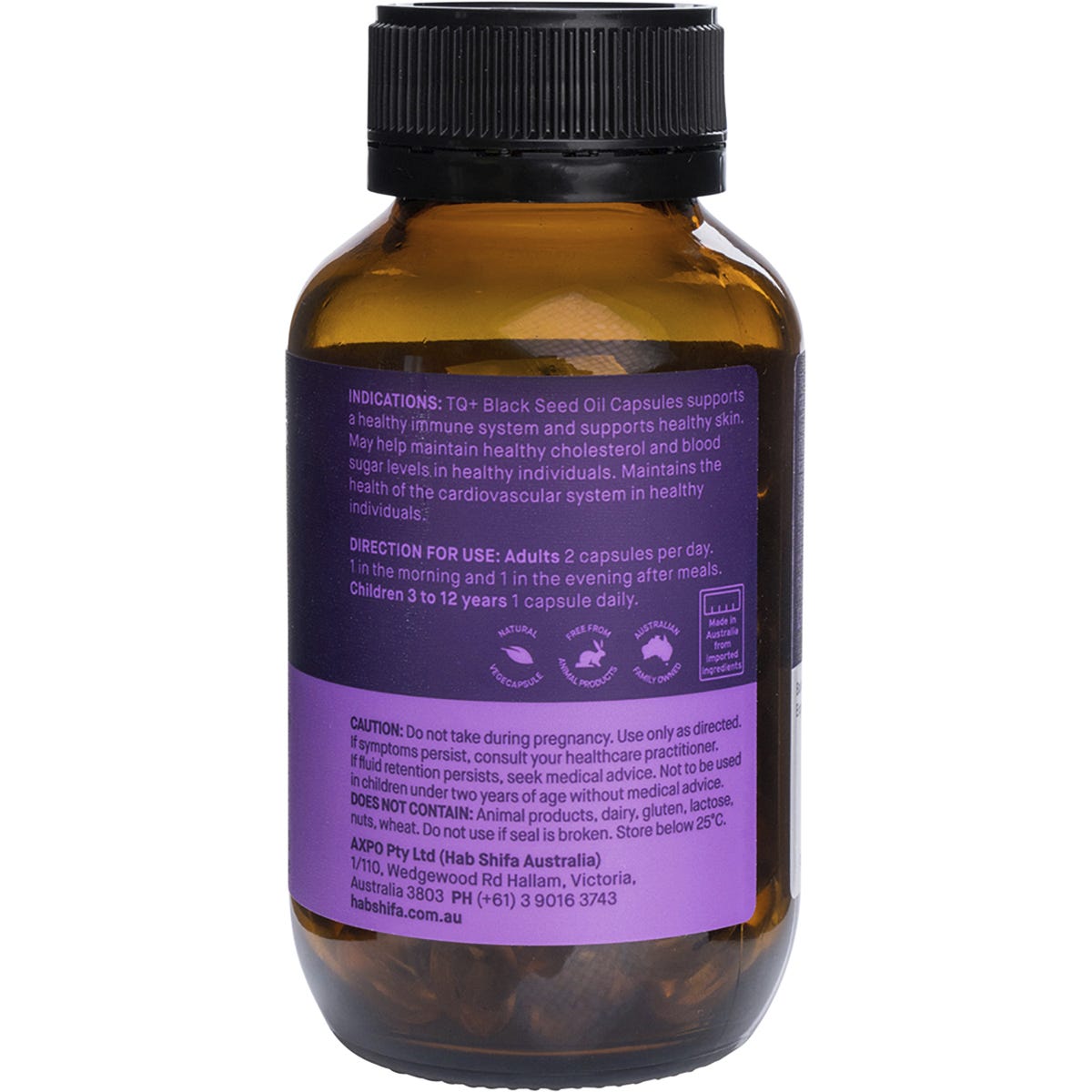 Hab Shifa TQ+ Activated Black Seed Oil Vegecapsules 120 Caps - Dr Earth - Immune Support