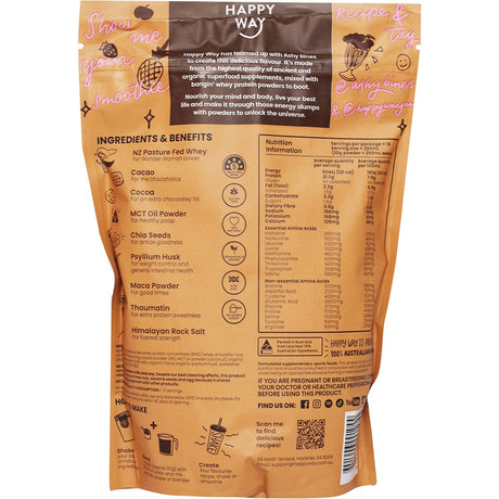 Happy Way Ashy Bines Whey Protein Powder Choc Caramel 500g - Dr Earth - Nutrition