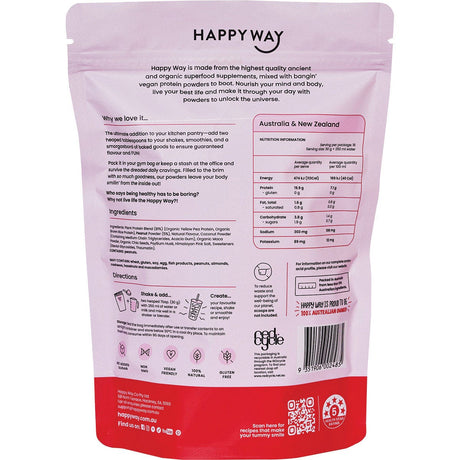 Happy Way Vegan Protein Powder Caramel Popcorn 500g - Dr Earth - Nutrition