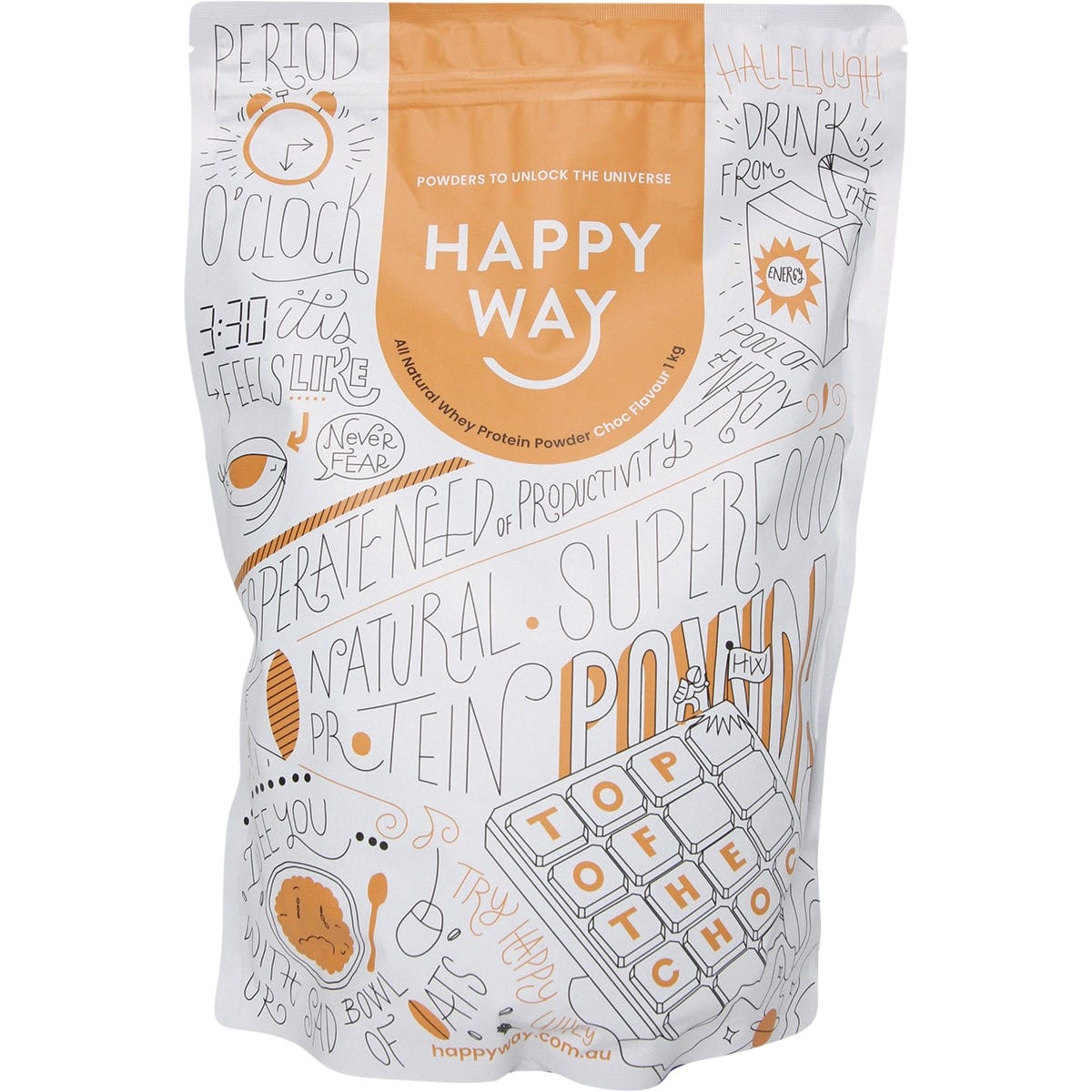 Happy Way Whey Protein Powder Chocolate 1kg - Dr Earth - Nutrition