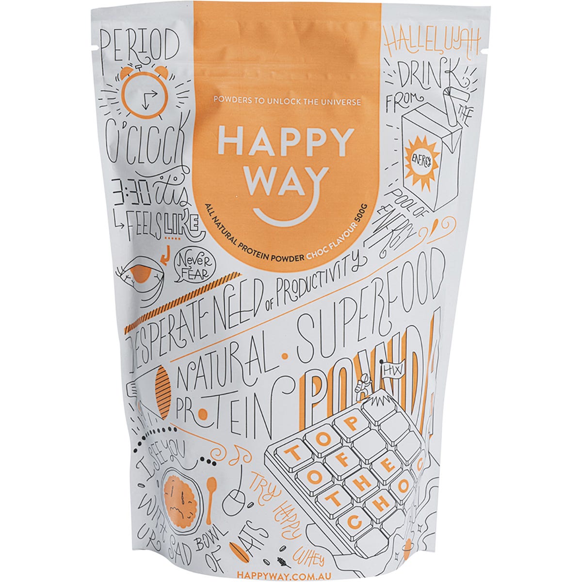 Happy Way Whey Protein Powder Chocolate 500g - Dr Earth - Nutrition