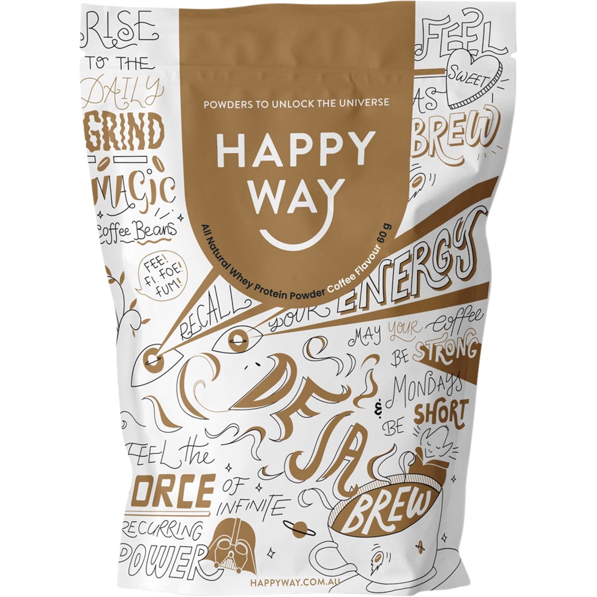 Happy Way Whey Protein Powder Coffee 60g - Dr Earth - Nutrition