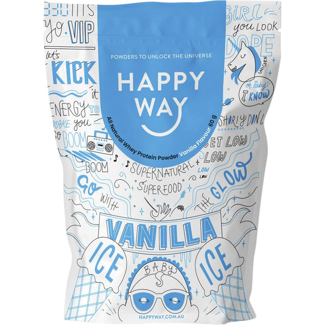 Happy Way Whey Protein Powder Vanilla 60g - Dr Earth - Nutrition