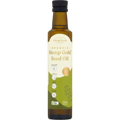 Hemp Foods Australia Organic Hemp Gold Seed Oil Contains Omega 3, 6 & 9 250ml - Dr Earth - Hemp