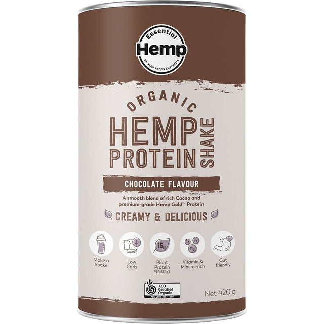 Hemp Foods Australia Organic Hemp Protein Chocolate 420g - Dr Earth - Hemp, Nutrition