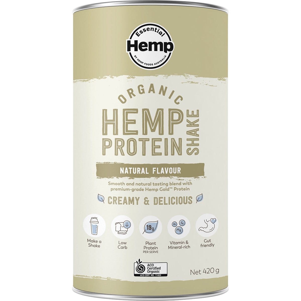 Hemp Foods Australia Organic Hemp Protein Natural 420g - Dr Earth - Hemp, Nutrition