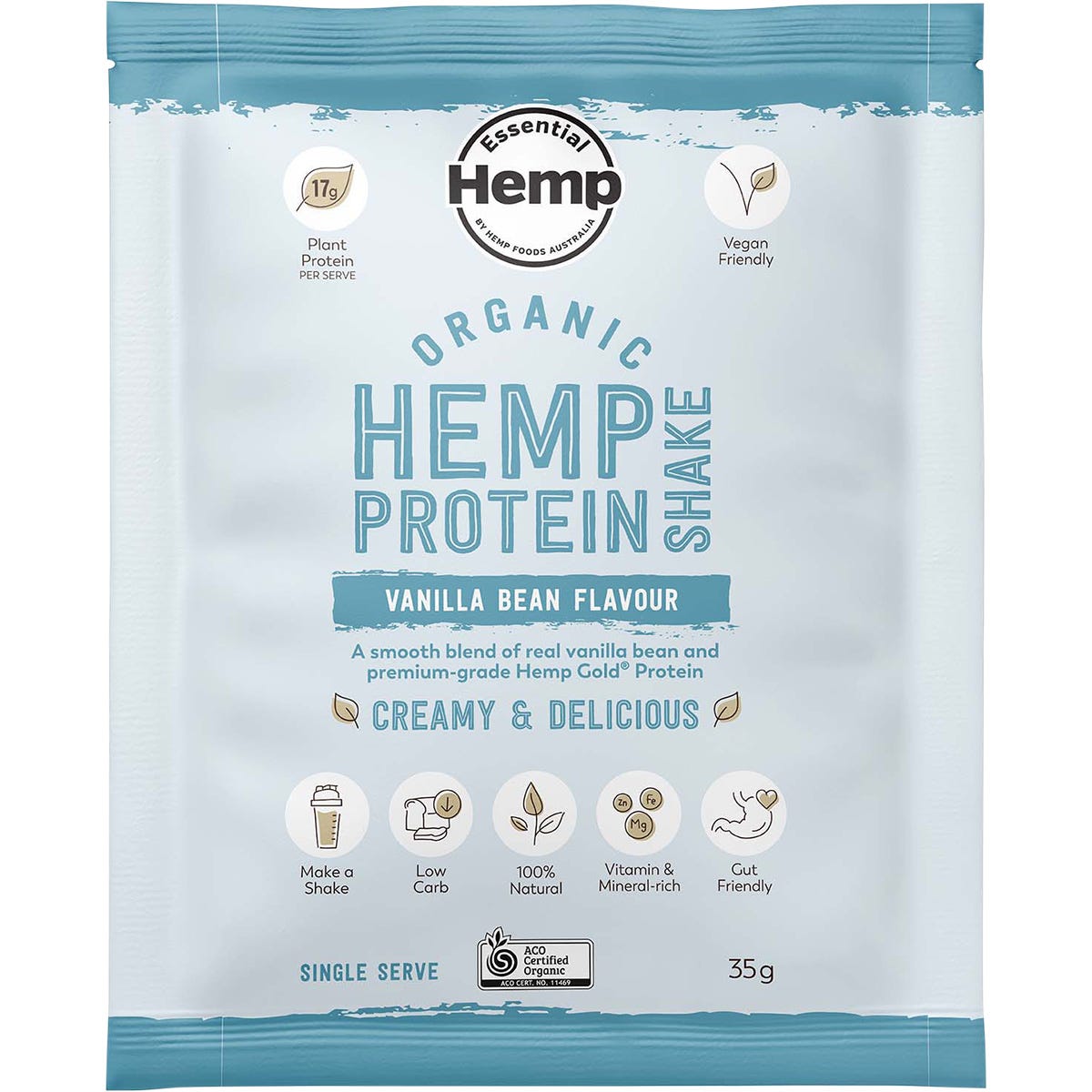 Hemp Foods Australia Organic Hemp Protein Vanilla 35g - Dr Earth - Hemp, Nutrition